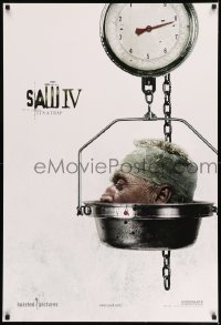6z782 SAW IV int'l teaser 1sh 2007 gross image of serial killer Tobin Bell's head in scale!