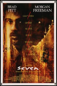 6z791 SEVEN int'l 1sh 1995 David Fincher, Morgan Freeman, Brad Pitt, deadly sins!
