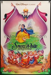 6z825 SNOW WHITE & THE SEVEN DWARFS DS 1sh R1993 Walt Disney animated classic, art of cast!