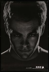 6z846 STAR TREK teaser DS 1sh 2009 close-up of Chris Pine as Captain Kirk over black background!