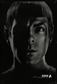 6z843 STAR TREK teaser 1sh 2009 close-up image of Zachary Quinto as Spock over black background!