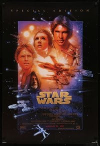 6z006 STAR WARS style B advance 1sh R1997 George Lucas, cool art by Drew Struzan!