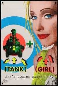6z893 TANK GIRL teaser 1sh 1995 Lori Petty, based on the comic strip, cool blacklight design!