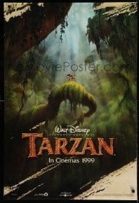6z895 TARZAN int'l teaser DS 1sh 1999 Disney, from Edgar Rice Burroughs, cool far away art!