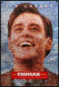 6z934 TRUMAN SHOW teaser DS 1sh 1998 really cool mosaic art of Jim Carrey, Peter Weir