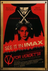 6z949 V FOR VENDETTA DS 1sh 2005 Wachowskis, different art of Natalie Portman, Hugo Weaving!