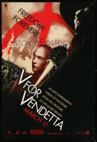 6z952 V FOR VENDETTA teaser 1sh 2005 Wachowskis, Natalie Portman, Hugo Weaving, city in flames!