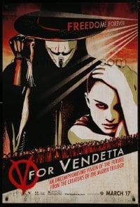 6z951 V FOR VENDETTA teaser 1sh 2005 Wachowskis, Natalie Portman, Hugo Weaving w/ raised fist!