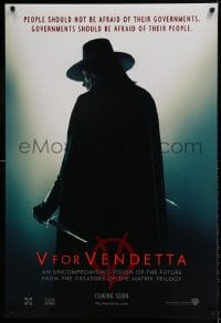 6z953 V FOR VENDETTA teaser DS 1sh 2005 Wachowskis, Natalie Portman, silhouette of Hugo Weaving!