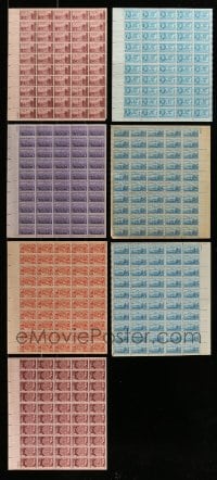 7a078 LOT OF 7 AMERICAN FRONTIER SETTLEMENT STAMP SHEETS '40s 350 stamps that were never used!
