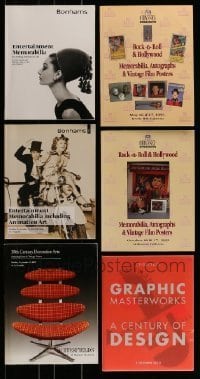 7a456 LOT OF 6 AUCTION CATALOGS '90s-10s Hollywood movies, rock 'n' roll & more memorabilia!