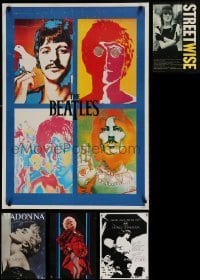7a223 LOT OF 5 UNFOLDED MUSIC POSTERS '80s Beatles, Madonna, Velvet Underground, Streetwise!