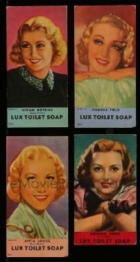 7a194 LOT OF 4 LUX TOILET SOAP PROMO CARDS '30s Miriam Hopkins, Virginia Field, Anita Louise!