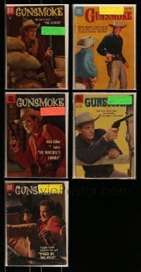 7a111 LOT OF 5 GUNSMOKE COMIC BOOKS '50s Dell Comics, James Arness as Matt Dillon, from the TV show