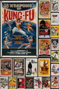7a033 LOT OF 54 FOLDED KUNG FU ONE-SHEETS '60s-80s great images from martial arts movies!