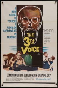 7b004 3rd VOICE 1sh 1960 cool image of Edmund O'Brien in huge skull + sexy Julie London!