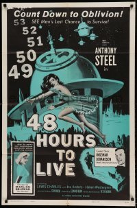 7b006 48 HOURS TO LIVE 1sh 1960 wacky image of near-naked girl running from world's top scientist!