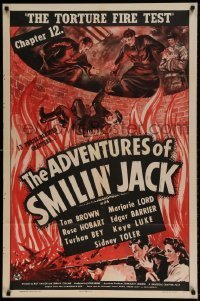 7b016 ADVENTURES OF SMILIN' JACK chapter 12 1sh 1942 serial, The Torture Fire Test, wild art!