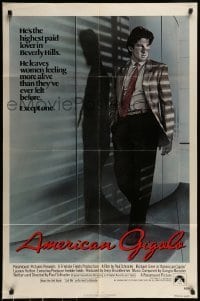 7b030 AMERICAN GIGOLO 1sh 1980 male prostitute Richard Gere is being framed for murder!