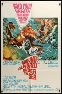7b043 AROUND THE WORLD UNDER THE SEA 1sh 1966 Lloyd Bridges, great scuba diving fantasy art!