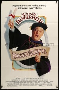 7b051 BACK TO SCHOOL advance 1sh 1986 Rodney Dangerfield goes to college with his son, great image!