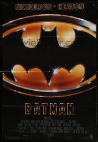 7b060 BATMAN 1sh 1989 directed by Tim Burton, cool image of Bat logo, new credit design!