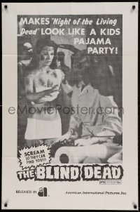 7b085 BLIND DEAD AIP release 1sh 1973 Armando de Ossorio's La Noche del Terror Ciego, creepy image!