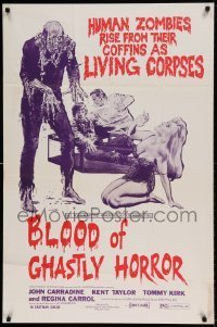 7b087 BLOOD OF GHASTLY HORROR 1sh 1972 John Carradine, wild horror artwork by Gray Morrow!