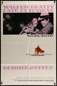 7b100 BONNIE & CLYDE 1sh 1967 notorious crime duo Warren Beatty & Faye Dunaway, Arthur Penn!