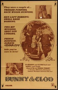 7b108 BUNNY & CLOD 1sh 1970 a baudy delicious Bonnie & Clyde sexploitation spoof!