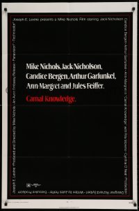 7b117 CARNAL KNOWLEDGE 1sh 1971 Jack Nicholson, Candice Bergen, Art Garfunkel, Ann-Margret!