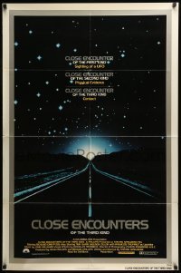 7b138 CLOSE ENCOUNTERS OF THE THIRD KIND 1sh 1977 Spielberg's sci-fi classic, silver border design