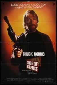 7b142 CODE OF SILENCE 1sh 1985 Chuck Norris is a good cop having a very bad day!