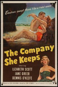 7b146 COMPANY SHE KEEPS 1sh 1951 art of sexy bad girl Jane Greer + Lizabeth Scott!