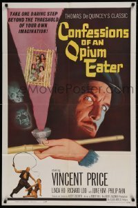7b148 CONFESSIONS OF AN OPIUM EATER 1sh 1962 Vincent Price, cool artwork of drugs & caged girls!