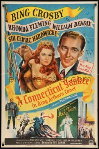 7b150 CONNECTICUT YANKEE IN KING ARTHUR'S COURT style A 1sh 1949 Bing Crosby, sexy Rhonda Fleming!