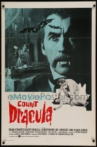 7b155 COUNT DRACULA int'l 1sh 1973 directed by Jess Franco, art of Christoper Lee as the vampire!