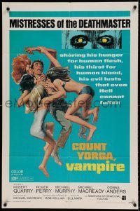 7b156 COUNT YORGA VAMPIRE 1sh 1970 AIP, artwork of the mistresses of the deathmaster feeding!!