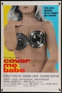 7b157 COVER ME BABE int'l 1sh 1970 sexiest camera lense on nude girl image!