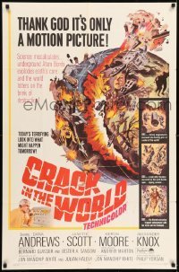 7b159 CRACK IN THE WORLD 1sh 1965 atom bomb explodes, thank God it's only a motion picture!