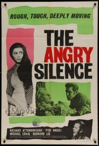 7b035 ANGRY SILENCE English 1sh 1961 Richard Attenborough angry with Bernard Lee by Pier Angeli!