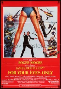 7b269 FOR YOUR EYES ONLY English 1sh 1981 Roger Moore as James Bond, cool art by Brian Bysouth!