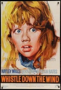 7b966 WHISTLE DOWN THE WIND English 1sh 1962 Bryan Forbes, close-up artwork of Hayley Mills!