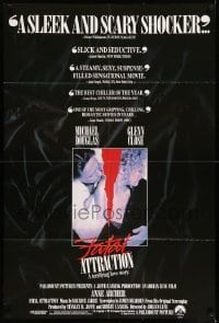 7b244 FATAL ATTRACTION int'l reviews 1sh 1987 Michael Douglas, Glenn Close, a terrifying love story!