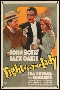 7b248 FIGHT FOR YOUR LADY 1sh 1937 artwork of John Boles with Jack Oakie scolding Ida Lupino!