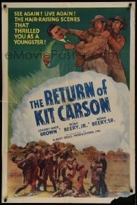 7b251 FIGHTING WITH KIT CARSON 1sh R1947 Johnny Mack Brown, serial, Tully Marshall!