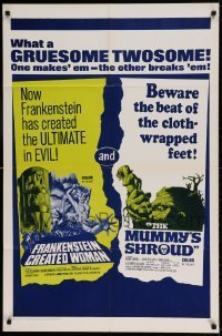 7b276 FRANKENSTEIN CREATED WOMAN/MUMMY'S SHROUD 1sh 1967 Hammer horror double bill!