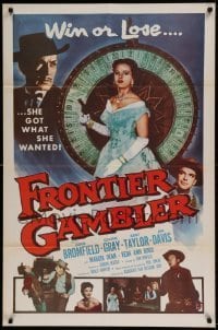 7b281 FRONTIER GAMBLER int'l 1sh 1956 great image of sexy Coleen Gray w/ gun by Big Six gambling ree