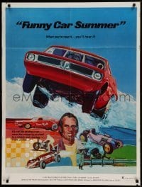 7b283 FUNNY CAR SUMMER 1sh 1973 Edwards art of Dunn-Reath 'Cuda flopper & other drag classics!