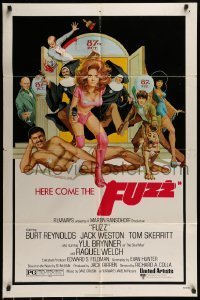 7b284 FUZZ 1sh 1972 wacky art of naked Burt Reynolds & sexiest cop Raquel Welch by Richard Amsel!